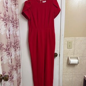 Calvin Klein Vibrant Red Short Sleeve Dress